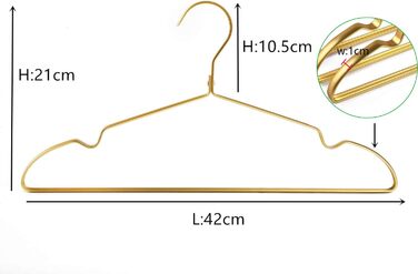 Amber Home 20-Piece 42cm Lightweight Aluminum Iron Clothes Hangers, Matte Gold Metal Clothes Hangers with Non-Slip Groove for Suit, T-Shirt, Shirt, Jacket, Dress, Pants