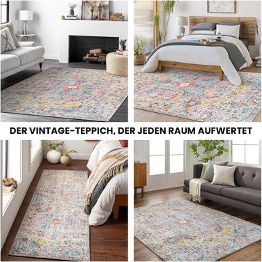 Килимок Livabliss Asmara Vintage 120x170 см - для вітальні, їдальні, спальні, бохо стиль, кольоровий візерунок сірий та помаранчевий