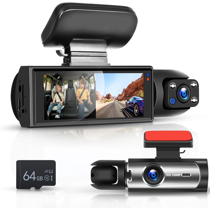 Автокамера Hodozzy з двома об'єктивами, FHD 1080P, IPS 3.16