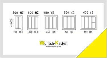 Універсальний органайзер для столових приборів Wunsch-Kasten, на замовлення, для шухляд 30 см, сірий, персоналізований