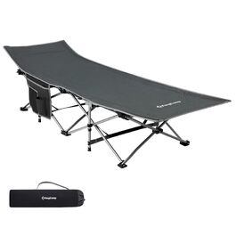 Складане кемпінгове ліжко KingCamp Ultralight з бічною кишенею, розкладне ліжко для відпочинку на природі, вдома та в автофургоні, 190 x 67 см, колір Blackgreychecker