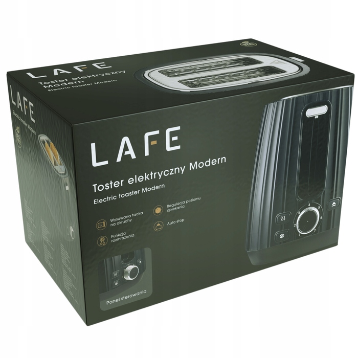 Тостер Lafe Modern, чорний, 1000 Вт