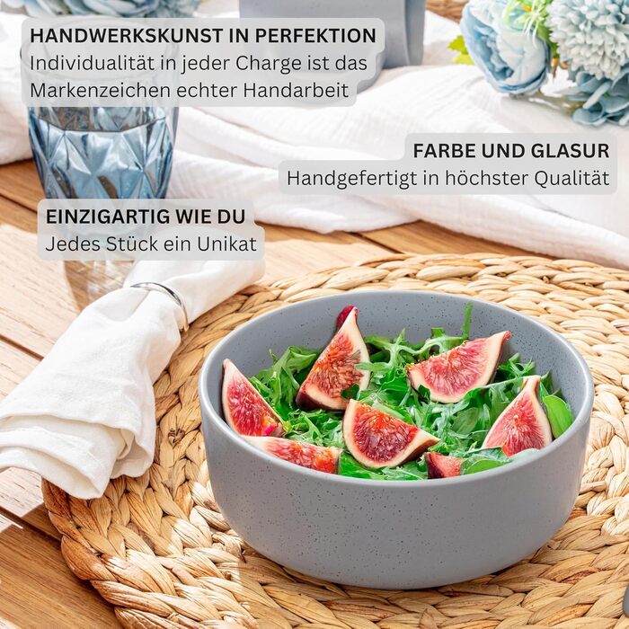 Набір посуду SÄNGER Steingut 12 предметів: 4 великі тарілки, 4 десертні тарілки, 4 глибокі тарілки (Schalen), VALUE COLLECTION (Leeds Sterling), кольоровий, стійкий до подряпин