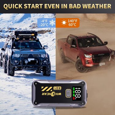 Powerbank Starthilfe 4000A: Портативний пусковий пристрій для авто 12V з LCD дисплеєм та LED ліхтариком. Запускає бензинові двигуни до 9.0L та дизельні до 7.5L. Підходить для SUV, мотоциклів, газонокосарок.