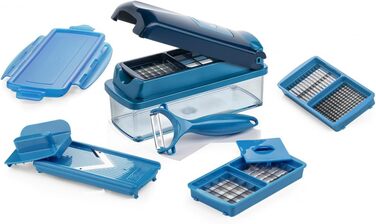 Nicer Dicer Smart від Genius: Набір для нарізки овочів 10 в 1, блакитний. Ручний набір для нарізки овочів, фруктів, салату, тертки, кухонного помічника, 800 мл.