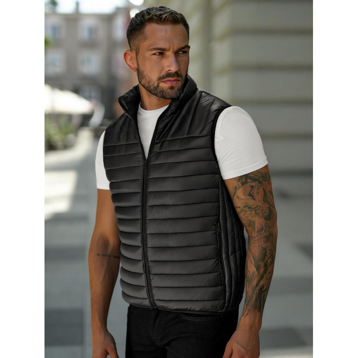 Чоловіча степкова жилетка OZONEE з капюшоном, чорна, артикул 777/892KA