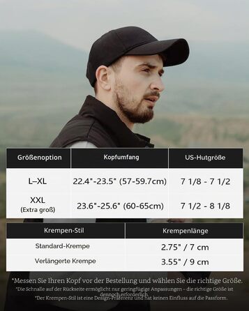 Кепка бейсболка Zylioo XL/XXL чорна (Black) 7 см, регульована, великий розмір, чоловіча/жіноча
