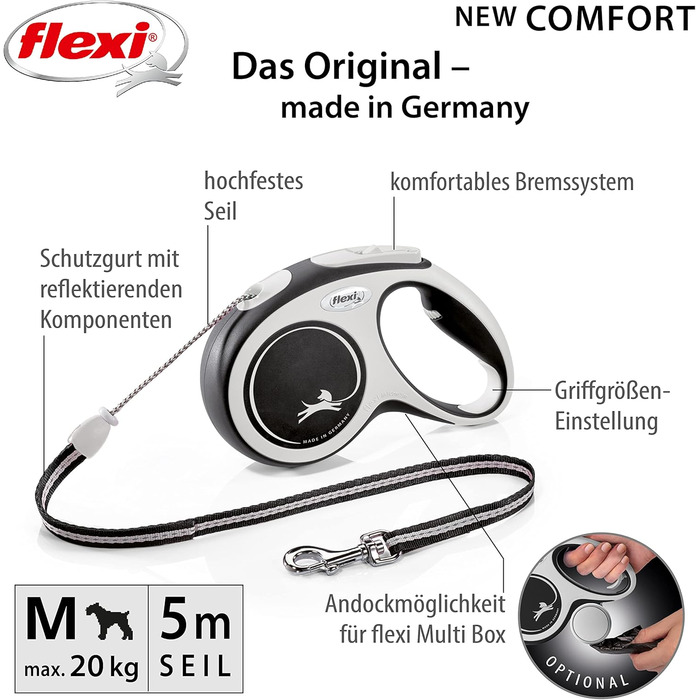 Рулонна стрічка Flexi Comfort - 5 м (Чорний, M 5м-20кг)