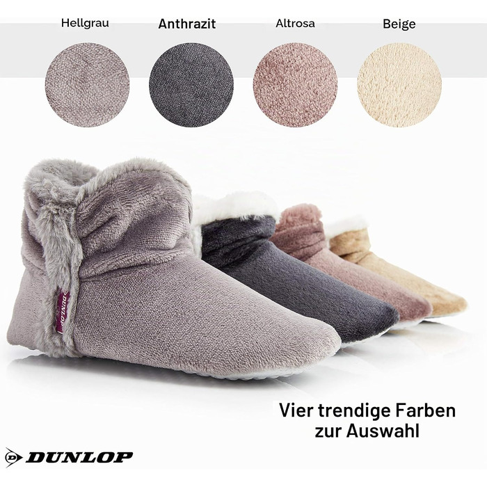 Жіночі зимові капці-чоботики DUNLOP з ефектом пам'яті (Memory Foam), плюшеві теплі та протиковзкі домашні та вуличні тапочки, ніжно-рожеві, розмір 40 EU