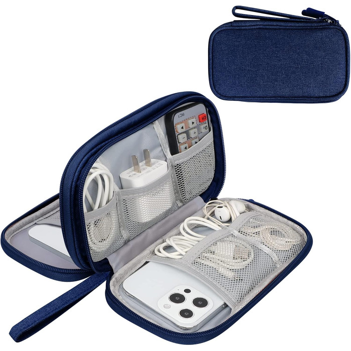 Органайзер для кабелів Simpolor: подвійний шар, для подорожей, USB, Powerbank, SD-картки (Блакитний)