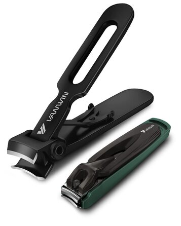 Набір з 2 шт. кусачок для нігтів: професійні, з нержавіючої сталі, для товстих нігтів, з контейнером для сміття. Підходить для нігтів на руках та ногах.