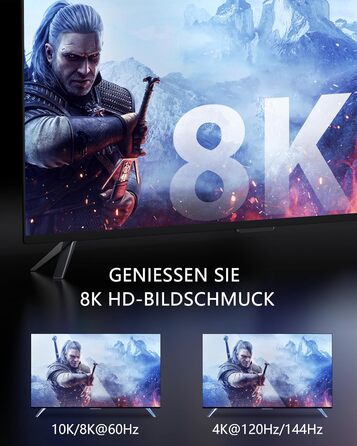 HDMI кабель Stouchi 2м 8K 4K Ultra High Speed з підтримкою eARC HDR10, 48Gbps, 144Hz, сумісний з RTX 3080, PS5, Xbox Series X, Fire TV, Roku TV, Samsung, Sony, LG (сірий)