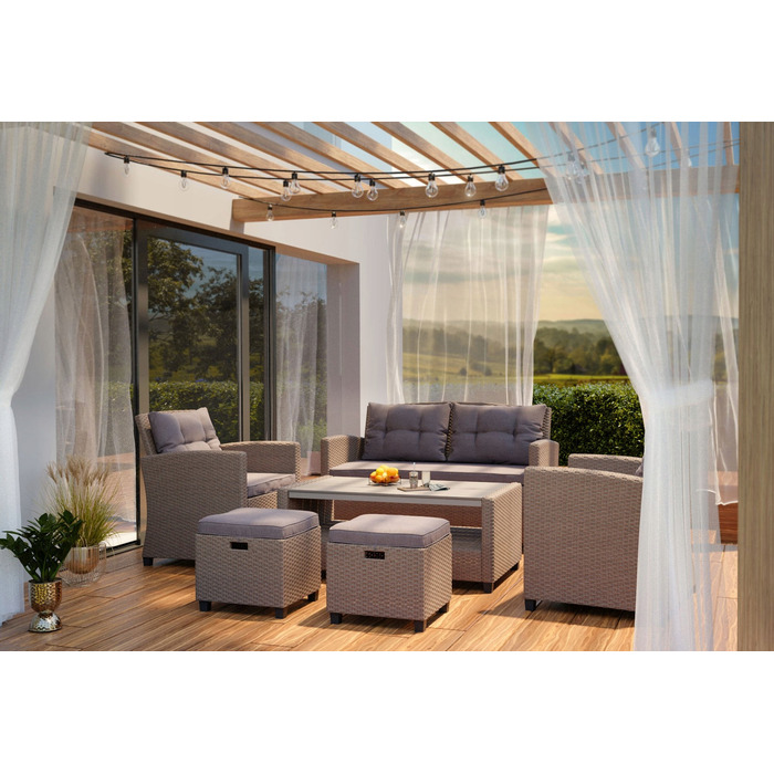 Комплект садових меблів Di Volio DV-016GF Firenze, техноротанг, бежевий, 6 предметів