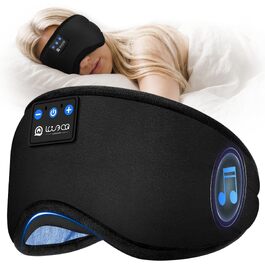 Маска для сну з Bluetooth навушниками LOVE EYE 3D, бамбукова, для чутливих очей, чорна (антрацит)