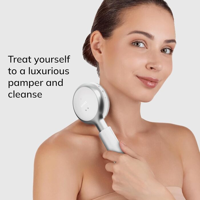 GESKE Sonic LED Full-Body Brush - Щітка для тіла з LED та Sonic-вібрацією | 9 в 1 | Інтенсивне пілінгування та масаж | Глибоке очищення | Білий