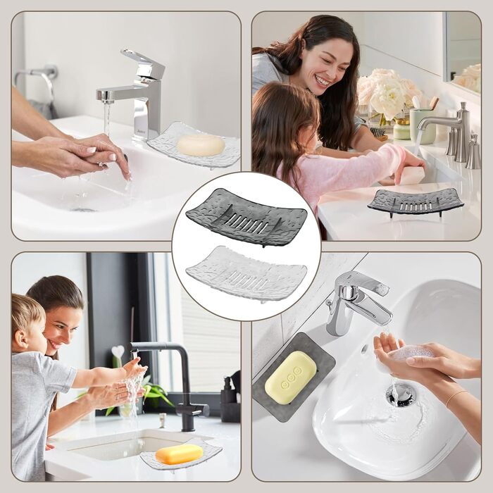 Миска для мила з піддоном для стікання води, водонепроникна мильниця без свердління, мильниця для душу, підставка для мила з дренажем для ванної, балкону, кухні, легке очищення