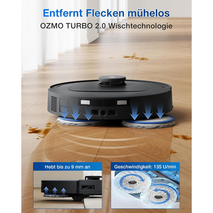 Робот-пилосос ECOVACS DEEBOT T30S PRO з функцією миття, 11000 Па, технологія ZeroTangle, миття гарячою водою 70°C, TruEdge™ для миття країв, акумулятор 6400 мАг, уникнення перешкод за допомогою AI (T30C OMNI Gen2 S)