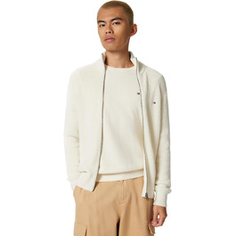 Кардиган чоловічий Tommy Hilfiger з блискавкою, в'язаний, бавовна, білий (Іворі)