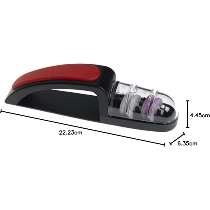 Керамічна ручна точилка для ножів MinoSharp 440-BR Plus, чорна/червона