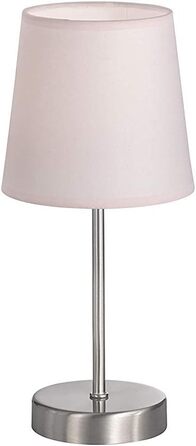 Настільна лампа WOFI Cesena, 1 плам'я, чорний колір, тканинний абажур рожевого кольору, 14 x 14 x 32 см