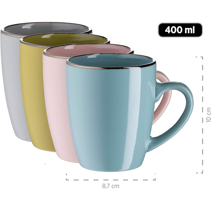 Набір посуду MÄSER 16-ти частинний, кераміка, кольоровий, з металевим бордюром, для 4 осіб