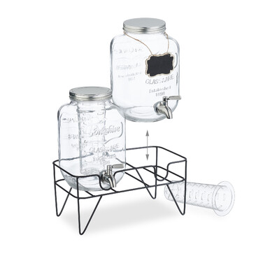 Relaxdays 2-Piece Drink Dispenser, 4L with Stand