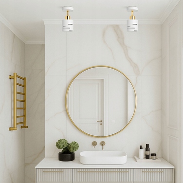 Настінний світильник 2в1 та підвісна стельова лампа E27, біло-золотий гламур