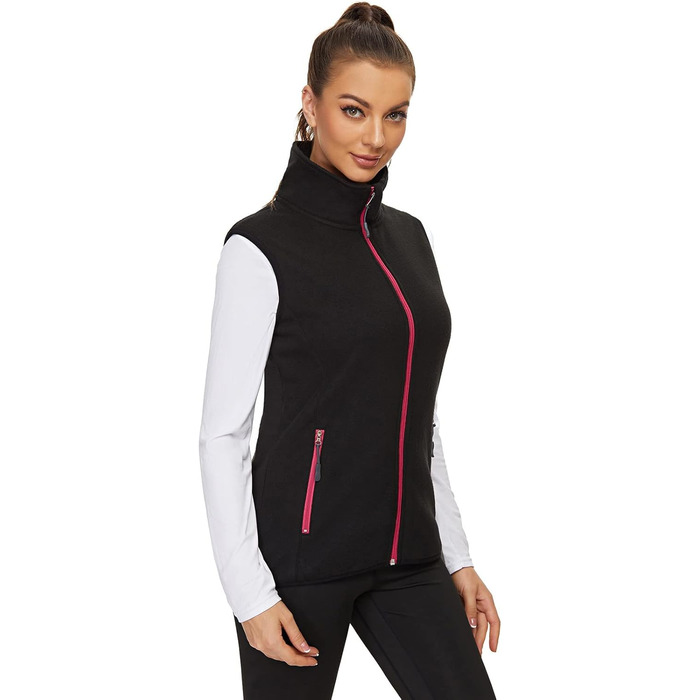 Жіноча флісова жилетка Soneven для активного відпочинку: біг, походи, їзда верхи. Легка, тепла, вітрозахисна, з блискавкою. Чорний колір, розмір M.
