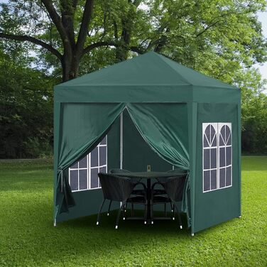 CLIPOP Pop-Up Pavilion 3 x 3 m, Outdoor Folding Pavilion with 4 Side Walls and Carry Bag, UV Protection Garden Pavilion for Wedding, Outdoor, Camping, Beach (Green)