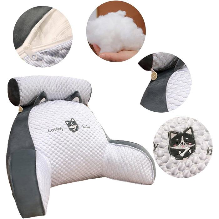 Подушка для спини з підлокітниками для ліжка, подушка для читання, 60x40 см