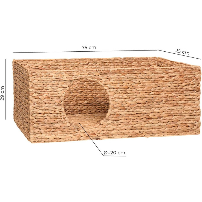 Cat basket for Billy shelving unit, natural cat basket, cat cave, small animals, rabbits, guinea pigs, cave, 75 x 29 x 25 cm. Material: Woven water hyacinth.
