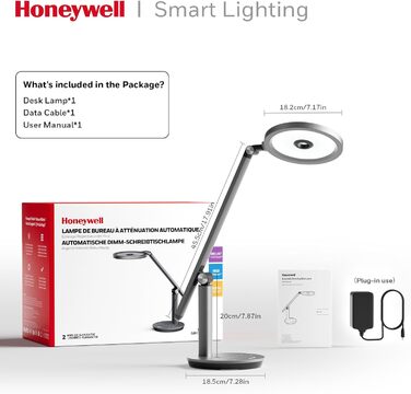 Лампа настільна Honeywell H6 Sunturalux Eye-Care LED з регулюванням яскравості, таймером та сенсорним керуванням (сіра)