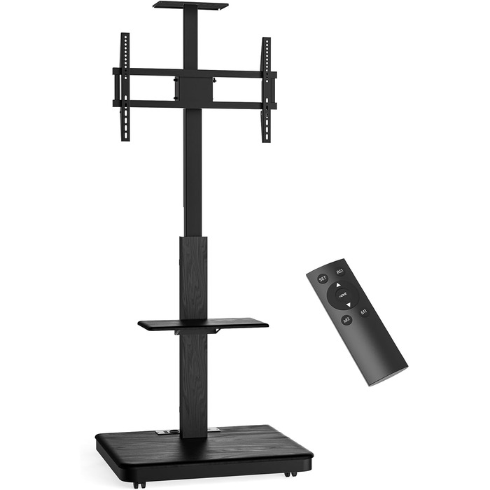 Моторний підставка для телевізора XTRARM Elite: регулювання висоти, VESA 600x400, максимальне навантаження 60 кг, з полицями та стійкою для кабелів (Білий/Чорний)