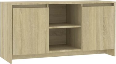 Тумба під телевізор vidaXL з дверцятами і полицями, 102x37,5x52,5 см, дуб сонома, ДСП, ТВ комод, низька шафа для вітальні