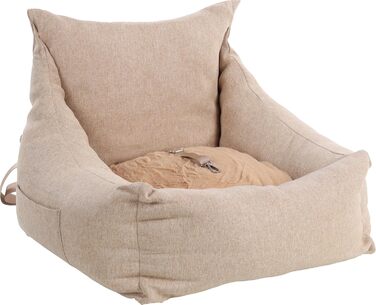 Автокрісло для собак Flamingo Megan - бежеве, 56x50x30 см, для собак малих та середніх порід (Чихуахуа, Мальтійська болонка, Джек Рассел Тер'єр, Французький бульдог)