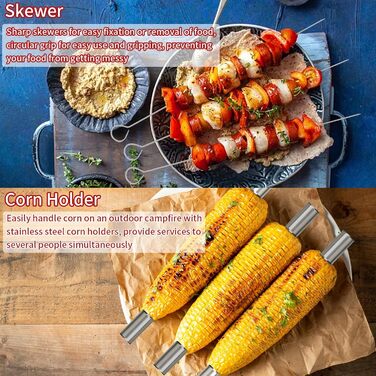 Набір гриля JUSTHERE 15 предметів: шампури, щипці, лопатки з нержавіючої сталі. Професійний аксесуар для BBQ, кемпінгу та дому. Чудовий подарунок для чоловіків