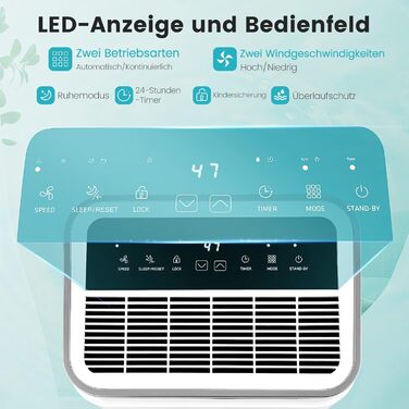 Відбійник повітря COSTWAY з 4 режимами, 5л резервуар для води, таймер 24 години, шланг для зливу, LED-дисплей, для приміщень до 250м³ (100м²), 25л/день