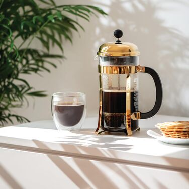 Bodum French Press Chambord 1L - Френч-прес для кави з нержавіючої сталі та скляної колби, 8 чашок, BPA-free, Made in Portugal