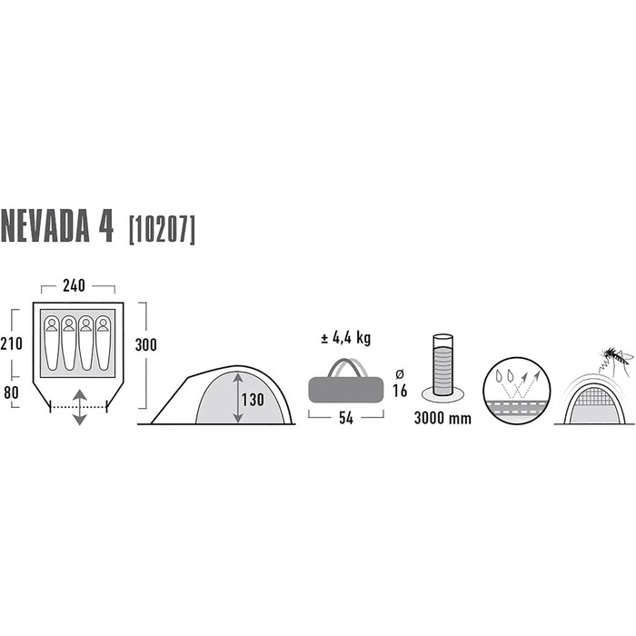 Намет High Peak Nevada 4: 4-місний двошаровий намет для кемпінгу з тамбуром, водонепроникний, з вентиляцією та захистом від комарів (сіро-червоний)