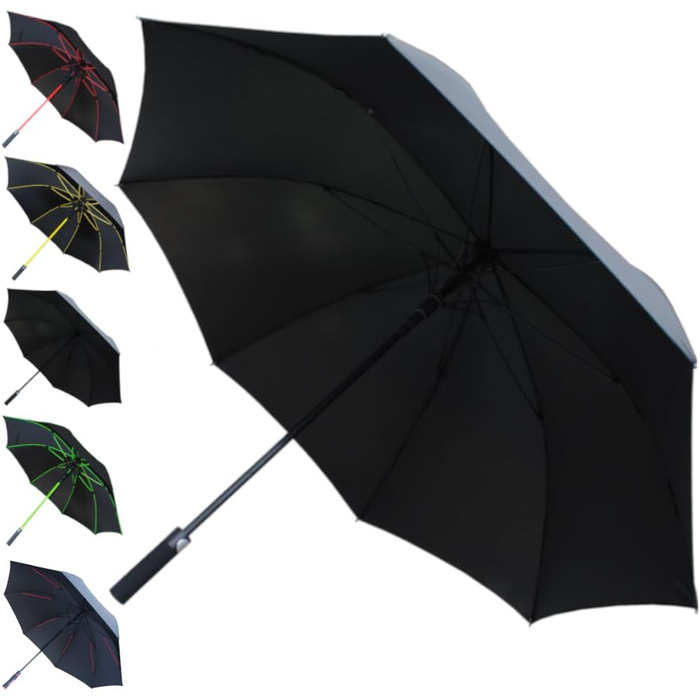 COLLAR AND CUFFS London XL Windproof Golf Umbrella - 154cm Fiberglass Frame - Automatic Open/Close - Red & Black