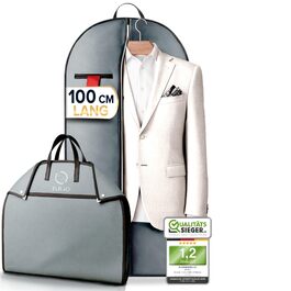 Чохол для костюма FiRiO® Преміум 2 шт., 120x60 см, Сірий - для подорожей та зберігання, посилений матеріал