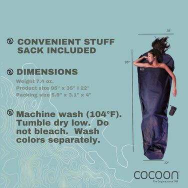 Спальний мішок-вкладиш Cocoon MummyLiner єгипетська бавовна, синій