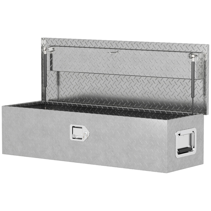HOMCOM Tool Box Storage Box made of Aluminum with Side Handles, Lock and Keys, Truck Tool Box, Storage Box for Trailer, 99 x 33 x 25.5 cm | Aosom