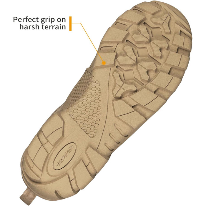 Черевики FREE SOLDIER для чоловіків: тактичні, туристичні, бойові. Зручні черевики для трекінгу, полювання, роботи, військових тренувань. Розмір 45 EU, пісочний колір