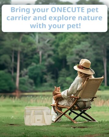 Транспортна сумка для собак, котів та кроликів – складана переноска з безпечним замком, сіткою для вентиляції та бічними кишенями – практична переноска для подорожей (Бежева, 34x16x25 см)