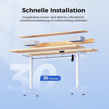 Регульований стіл Agilestic з 2 ящиками, електричний, ергономічний, для роботи та навчання, білий (світло-коричневий), 100 x 60 см