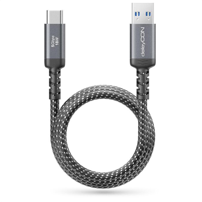 Кабель USB-A на USB-C deleyCON 1.5м, USB 3.0 (5Gbps), для смартфонів, планшетів, ноутбуків, камер, HDD, SSD