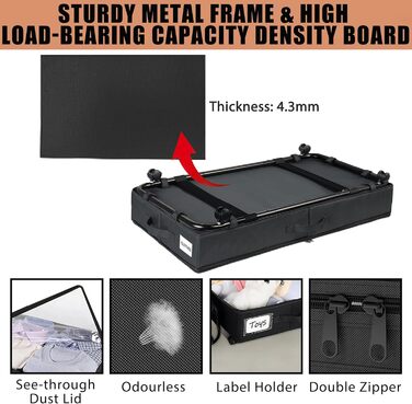 2 шт. Коробка для зберігання під ліжком 49L, комод на колесах з кришкою, металевий каркас, органайзер для одягу, взуття, ковдр, постільної білизни, чорний