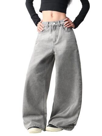 Джинси жіночі Damen Vintage Baggy, широкі, стиль Y2K 90-х, сірі (B25 Grau, XS)