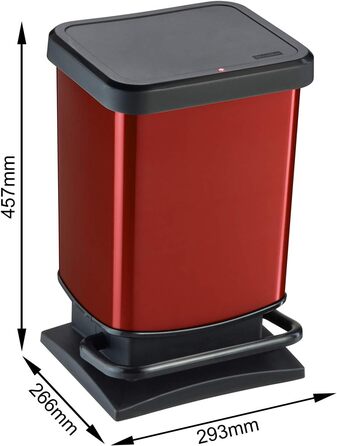 Відро для сміття Rotho Paso 20л з кришкою, червоне, з переробленого пластику (PP), BPA Free